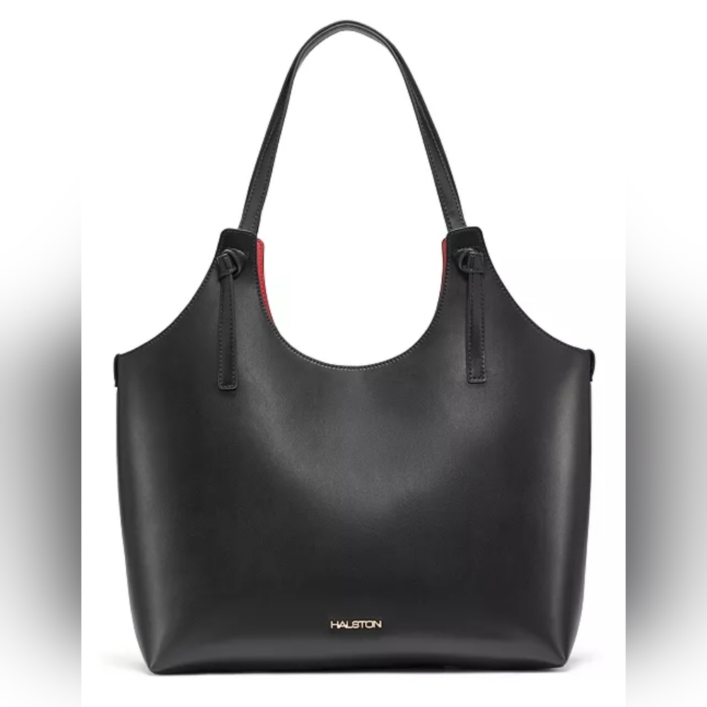 Halston Heritage Black Tote with Red Accent
